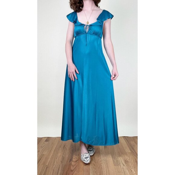 Vintage Union Made Maxi Slip Dress Romantic Regency Princess Dainty 60s 70s Sexy - Picture 1 of 7